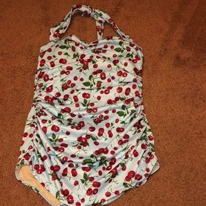Cherry retro once piece swimsuit